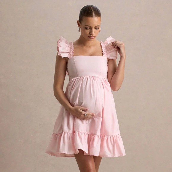 Club L London Dresses & Skirts - Maternity Club L London Pink Ruffle Mini Dress